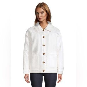 NWT Lucky Brand Reversible Quilted Barn Jacket in Ivory Rose Pink